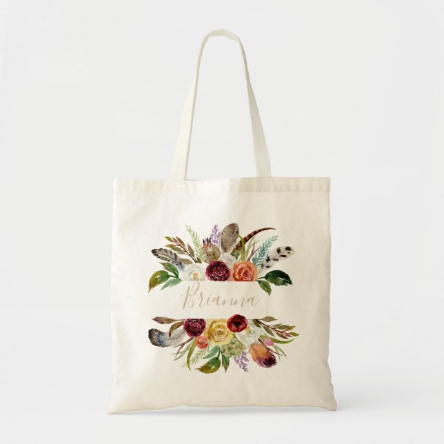 Tote Bag Plumes d'or sauvage Boho Tropical Floral Bridesmai (Devant)
