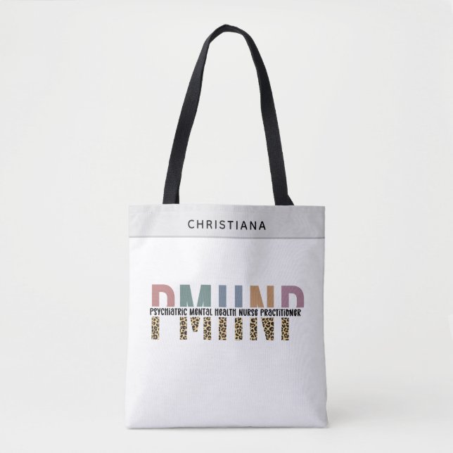 Tote Bag PMHNP Empreinte de léopard Psychiatrie Santé menta (Devant)