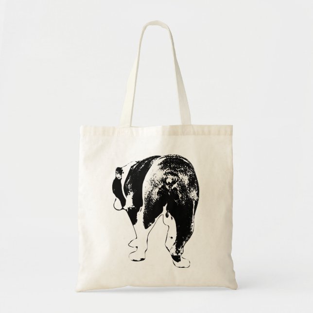 Tote Bag Poche arrière en gras Bulldog en encre (Devant)