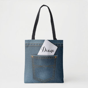 Tote Bag Poche Denim Blue Jeans