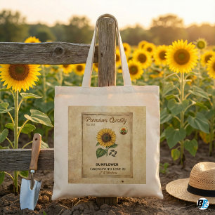 Tote Bag Pochette de graines de tournesol vintage sur toile