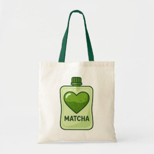 Tote Bag Pochette de sérum Matcha avec conception cardiaque