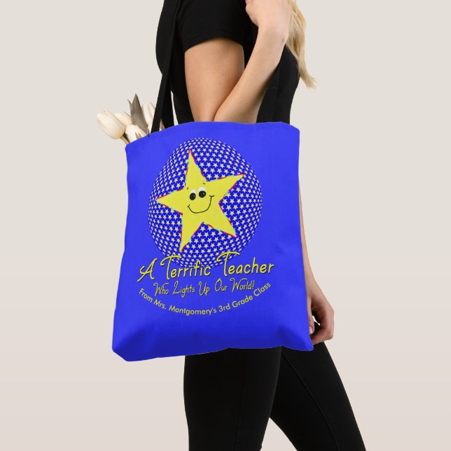 Tote Bag Poème de professeur Merci Star (De près)