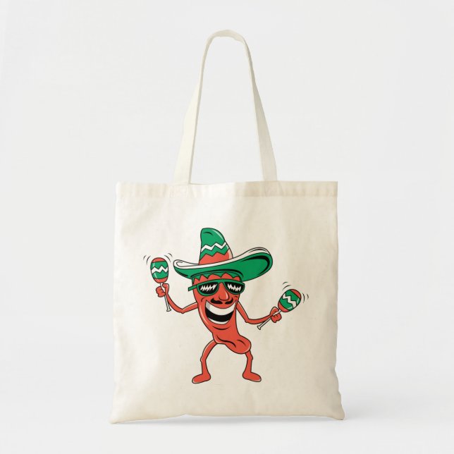 Tote Bag Poepper de fête à Sombrero avec Maracas (Devant)