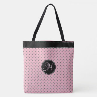 Tote Bag Point de polka argenté rose à la mode de parties