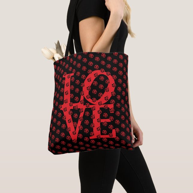 Tote Bag Point de polka d'amour de coccinelle (De près)