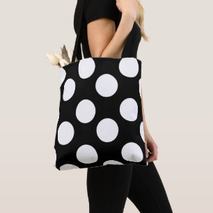 Tote Bag Point de polka noir et blanc Fourre-tout