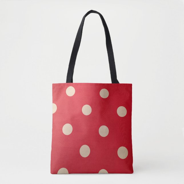 Tote Bag Point Polka rouge et blanc -Sac fourre-tout (Devant)