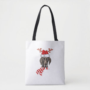 Tote Bag Pointeur allemand Antlers Chien Père Noël Chris