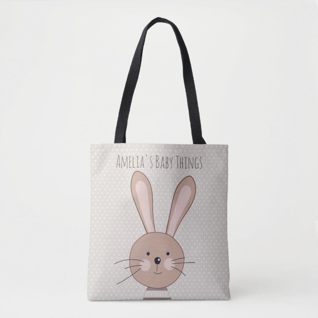 Tote Bag Points beiges de lapin Brown mignon personnalisés (Devant)