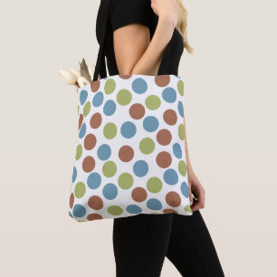 Tote Bag Points bleus, verts et Brown