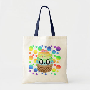 Tote Bag Points d'arc-en-ciel de cornet de crème glacée d