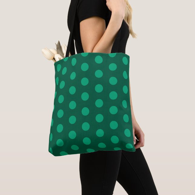Tote Bag Points de vert émeraude  (De près)