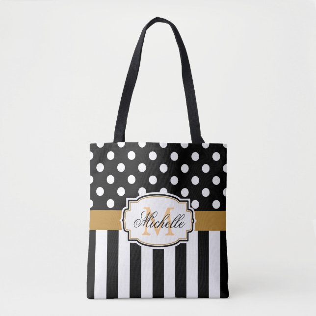 Tote Bag Points et bandes (Devant)