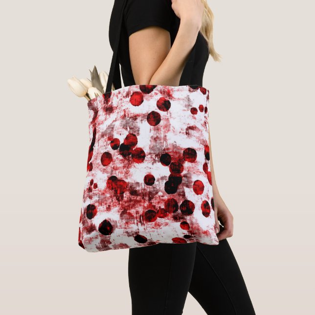 Tote Bag Points Noirs Et Rouges (De près)