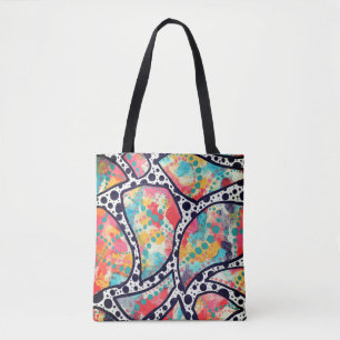 Tote Bag Points, points et lignes funky gais Art original