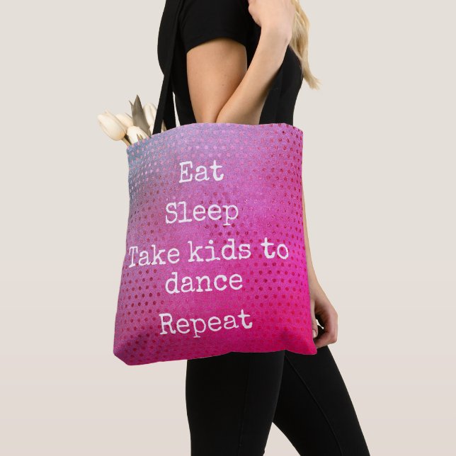 Tote Bag Points Roses Motif Mangez Les Enfants Dormir Pour  (De près)
