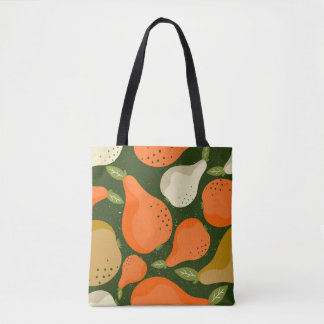 Tote Bag Poires, feuille : papier peint vintage coloré.