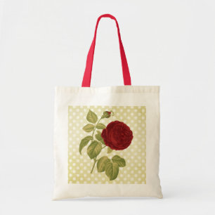 Tote Bag Pois antique de parchemin de rose rouge