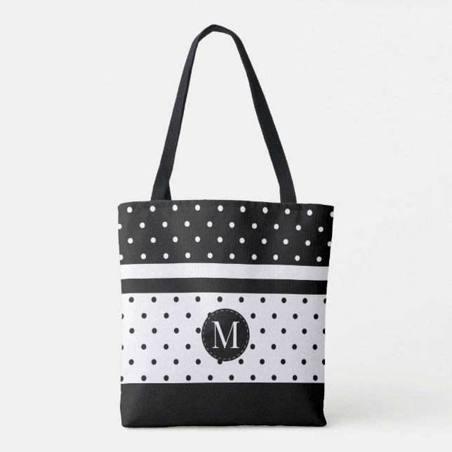 Tote Bag Pois blanc et noir de monogramme (Dos)