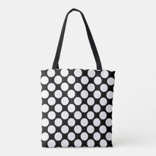 Tote Bag Pois blanc grand sur le noir