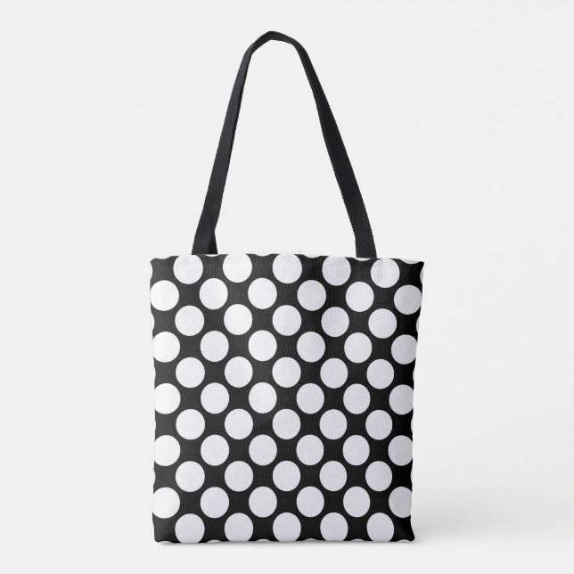 Tote Bag Pois blanc grand sur le noir (Dos)
