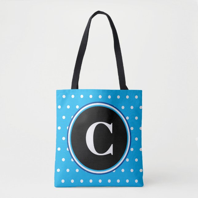 Tote Bag Pois blancs Monogrammes (Devant)