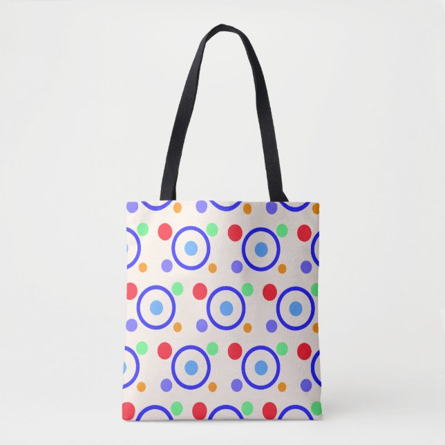 Tote Bag Pois colorés en ivoire (Devant)