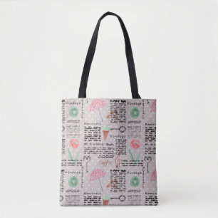 Tote Bag pois de journaux de page vintage style rétro