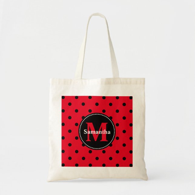 Tote Bag Pois en rouge et noir (Devant)
