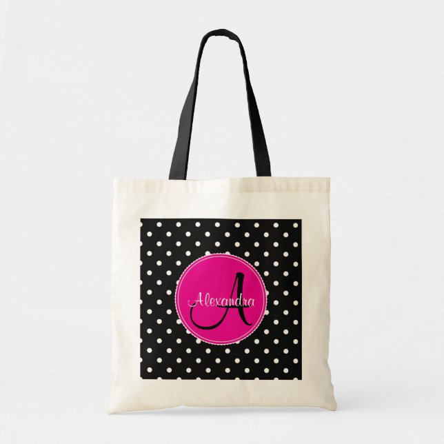 Tote Bag Pois moderne monogramme nom initial motif (Devant)