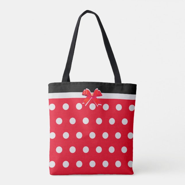 Tote Bag Pois moderne sur noir et rouge (Dos)