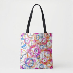 Tote Bag Pois multicolores, cercles sur un blanc