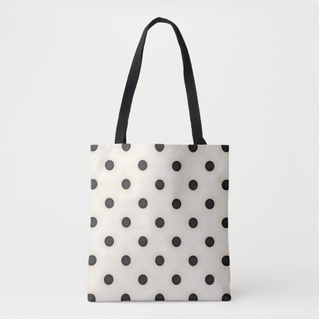 Tote Bag Pois noirs sur blanc antique (Devant)