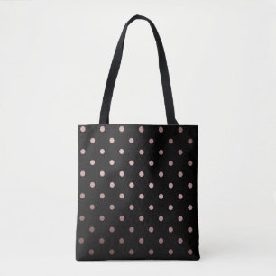 Tote Bag pois rose de noir d'or de faux élégant