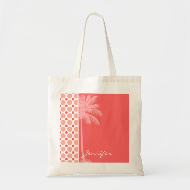 Tote Bag Pois rose et de corail tropical (Devant)