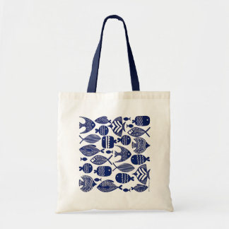 Tote Bag Poisson à motifs bleus
