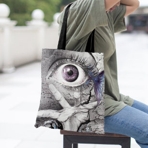 Tote Bag Poisson des yeux et main Crayon surréaliste dessin