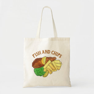 Tote Bag Poisson et chips Pois British Pub Chip Shop Takeaw