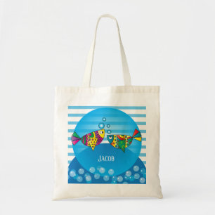 Tote Bag Poissons colorés abstraits nautiques