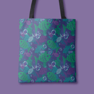 Tote Bag Poissons et bulles Vibrant Reef Motif