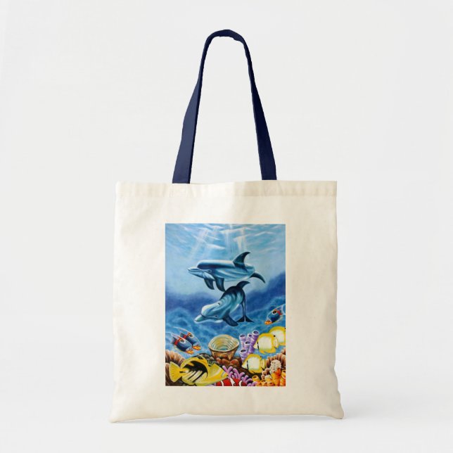 Tote Bag Poissons tropicaux de dauphins (Devant)