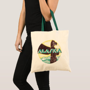 Tote Bag Pôle totem de voyage vintage Alaska aigle oiseau