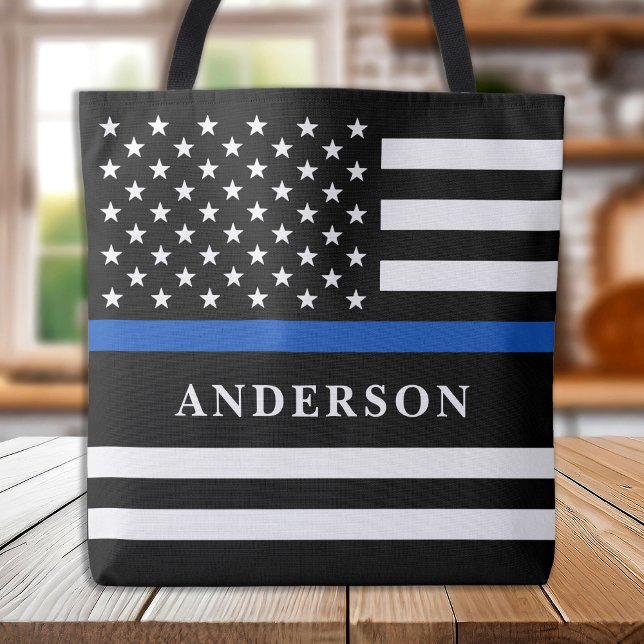 Tote Bag Police personnalisée Légère Ligne bleue (Créateur téléchargé)