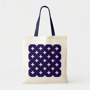 Tote Bag Polka blanche croise sur bleu marine