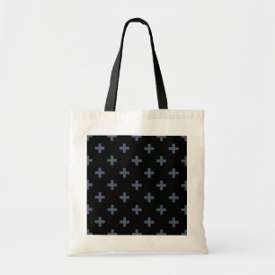 Tote Bag Polka gris-bleu croise sur noir