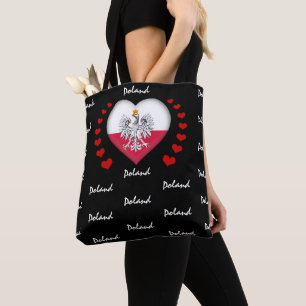 Tote Bag Pologne Drapeau & Coeur, drapeau polonais mode/spo