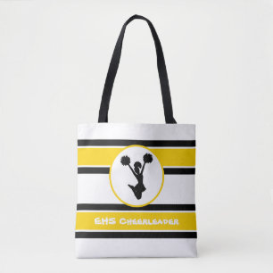 Tote Bag Pom-pom girl Noir Et Or Personnalisé Fourre-tout