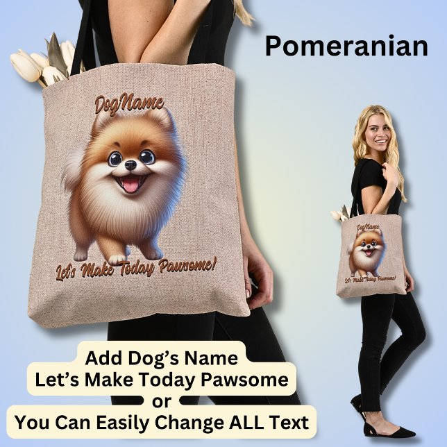 Tote Bag Pomeranian - Ajouter le nom du chien, modifier le  (Créateur téléchargé)