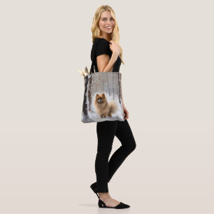 Tote Bag Poméranienne Laisser Neige Noël